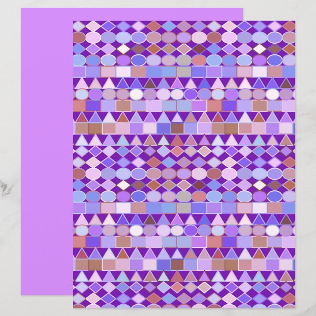 Geométrica Tribal Moderna, Ametista Roxo e Violeta (Frente/Verso)