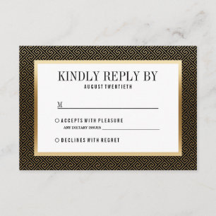 Geométrico dourado formal elegante de RSVP   no