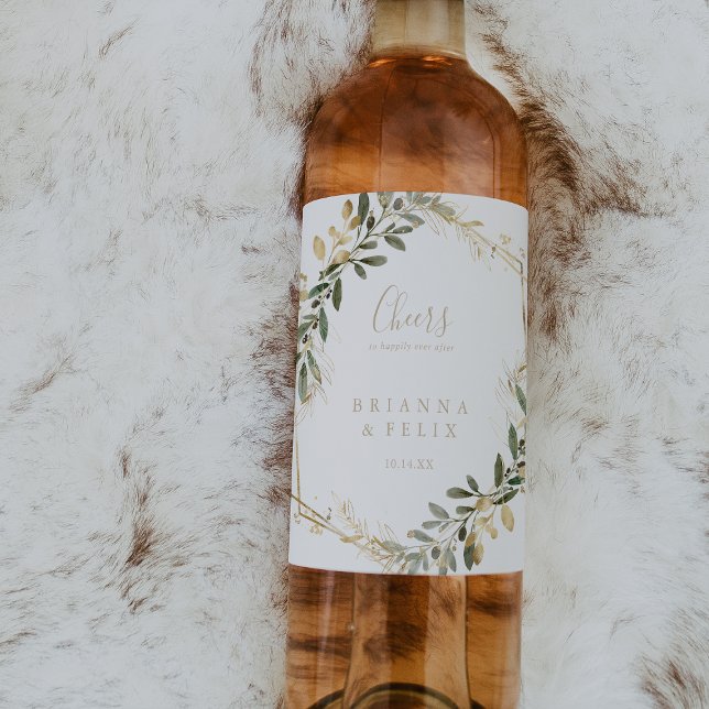 Geométrico Dourado Vinho Vestido Rótulos de Vinho (Criador carregado)