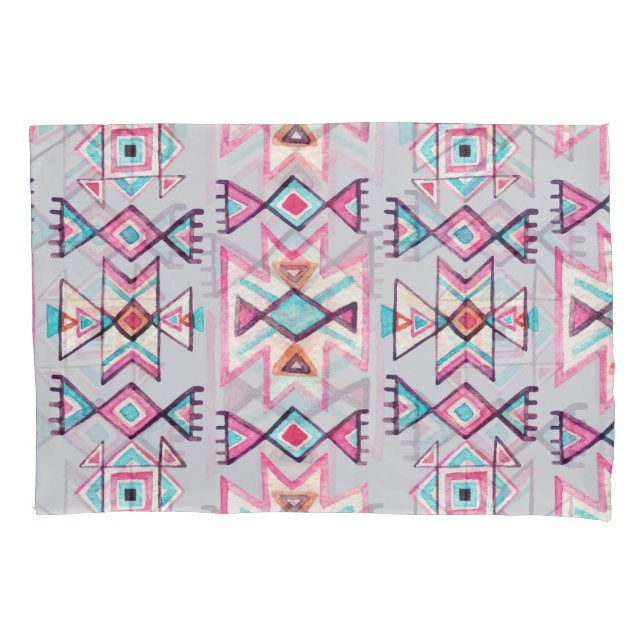 Geométrico étnico, padrão tribal de aquarela. (Frente)