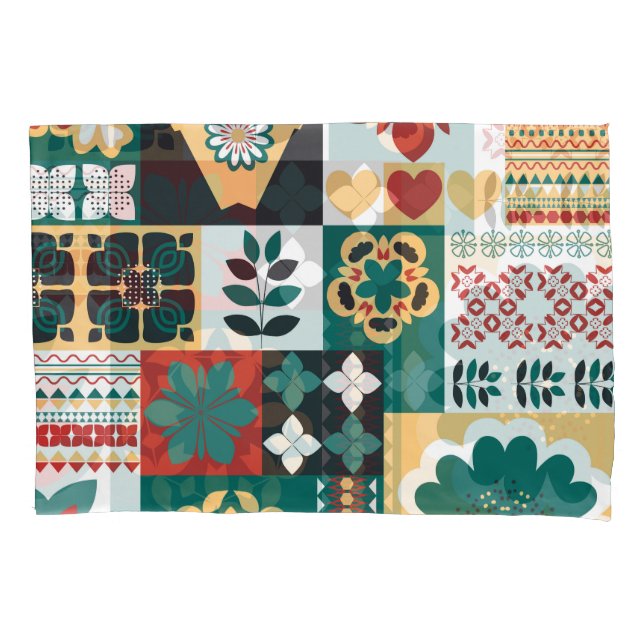 Geométrico Mexicano: Ornamento Verde Vermelho. (Frente)