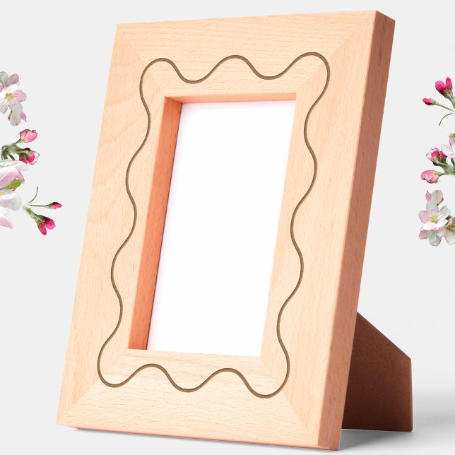 Geométrico Ondulado Moderno (Simple modern wavy pattern etched wooden photo frame)
