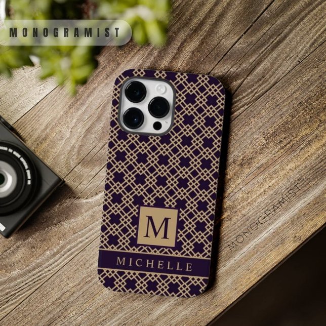 Geométrico Personalizável de Caixa Marrom Púrpura  (Customizable Purple Brown Square Box Geometric Case-Mate iPhone Case)