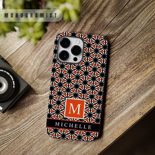 Geométrico Personalizável de Preto Vermelho Branco (Customizable Black Red White Geometric Case-Mate iPhone Case)