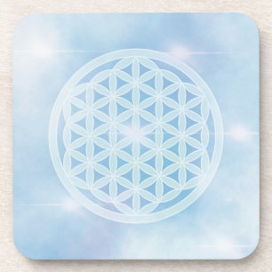 geométrico sagrado, azul, flor da vida, porta-copo