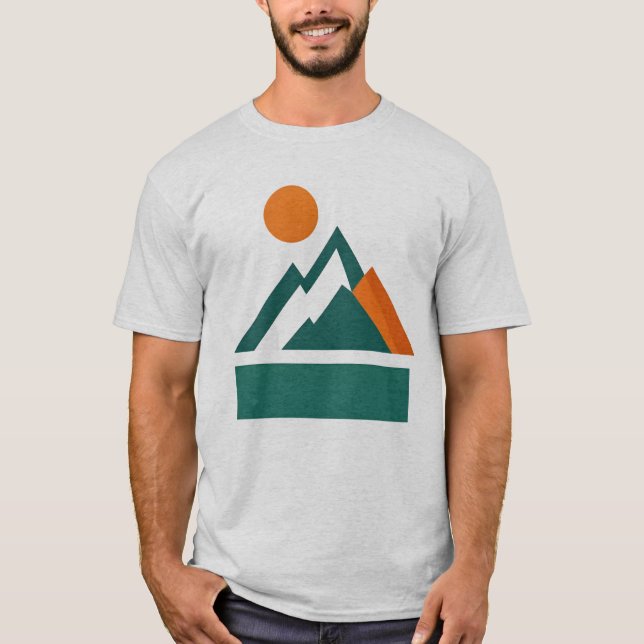Geometry Shape Mountain Sunset T-Shirt (Frente)