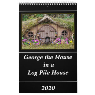 George, o rato em um calendário da casa de madeir