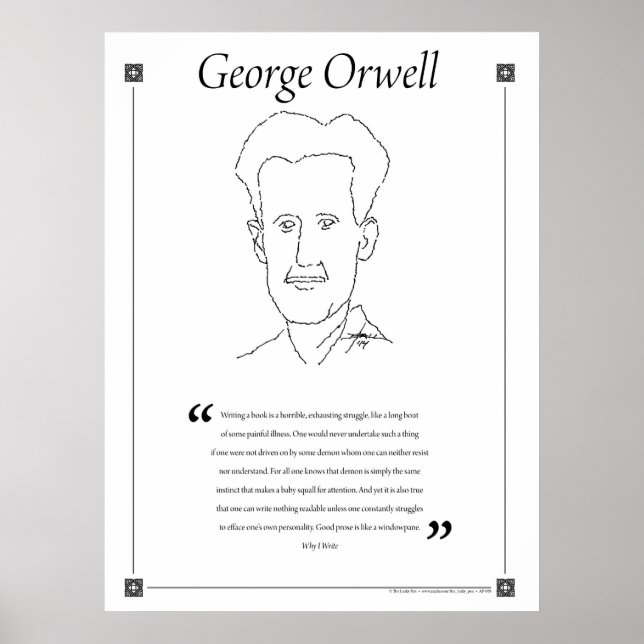 George Orwell Escrevendo Cote Poster (Frente)