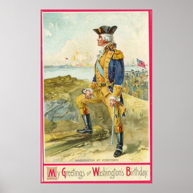 George Washington no Poster vintage Yorktown (Frente)