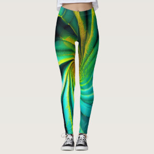 "GeoVibe: Leggings de Fusão Verde e Amarela"