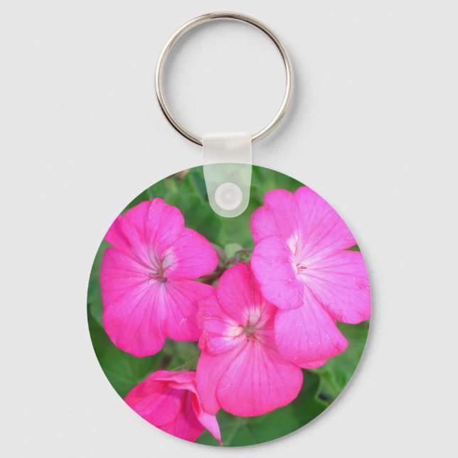 Gérânios cor-de-rosa Chaveiro (Frente)