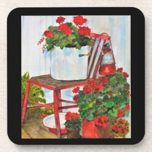 Gerânios, Flores, Conjunto de Porta-Copos