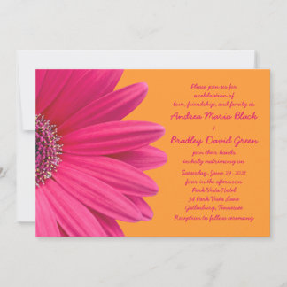 Gerber Daisy rosa e Convite Laranja para Casamento