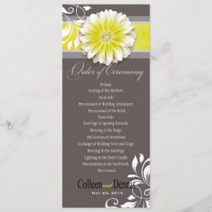 Gerber Daisy Scroll 1 Programa de Casamento amarel
