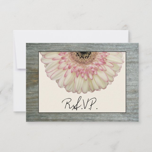 Gerbera Daisy & Barnwood Wedding RSVP (Frente)
