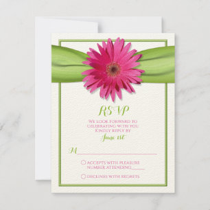 Gerbera Daisy Green Ribbon Weding RSVP