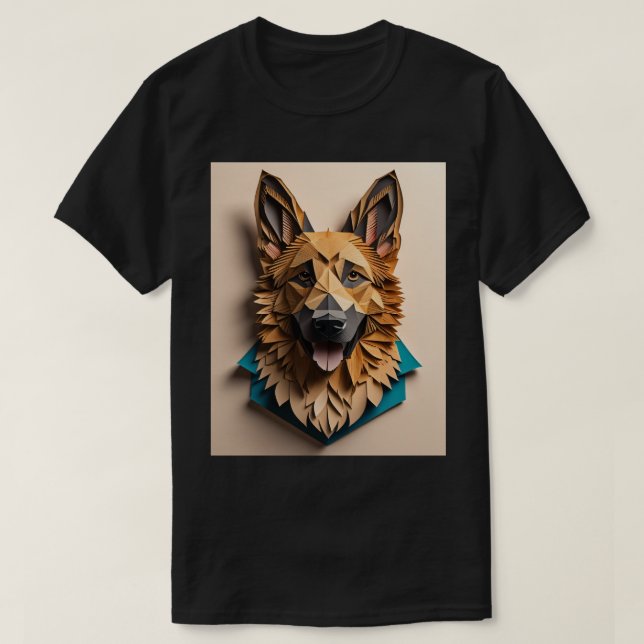 German shepherd 3D Paper Art Design T-shirt (Frente do Design)
