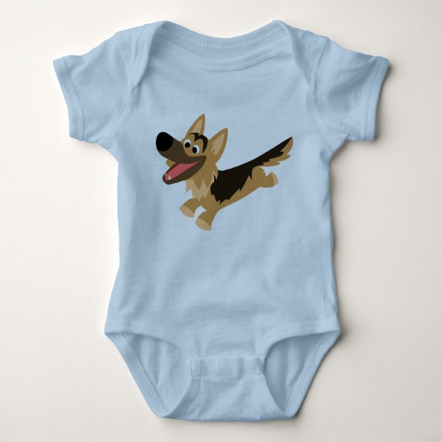 German shepherd de Cartoon Feliz e Bonito T-Shirt (Frente)