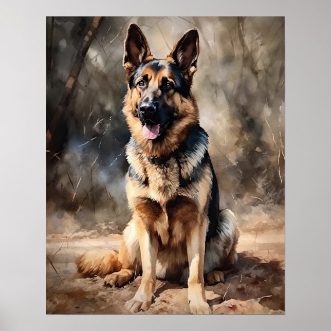 German shepherd Dog Art Impressão Poster (Frente)