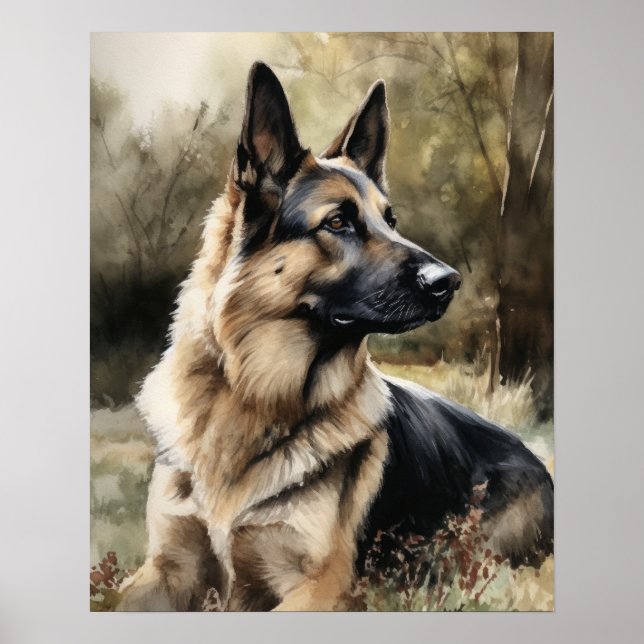 German shepherd Dog Art Impressão Poster (Frente)