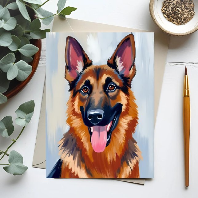 German Shepherd | Dog Watercolor Pet Card (Criador carregado)