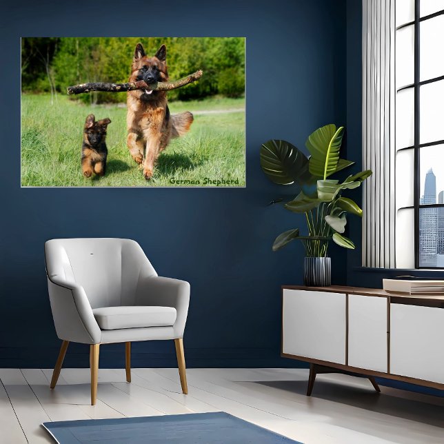 German shepherd Mãe e Pup Executando Poster (Criador carregado)