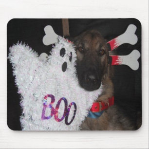 German shepherd Mousepad Halloween Boo