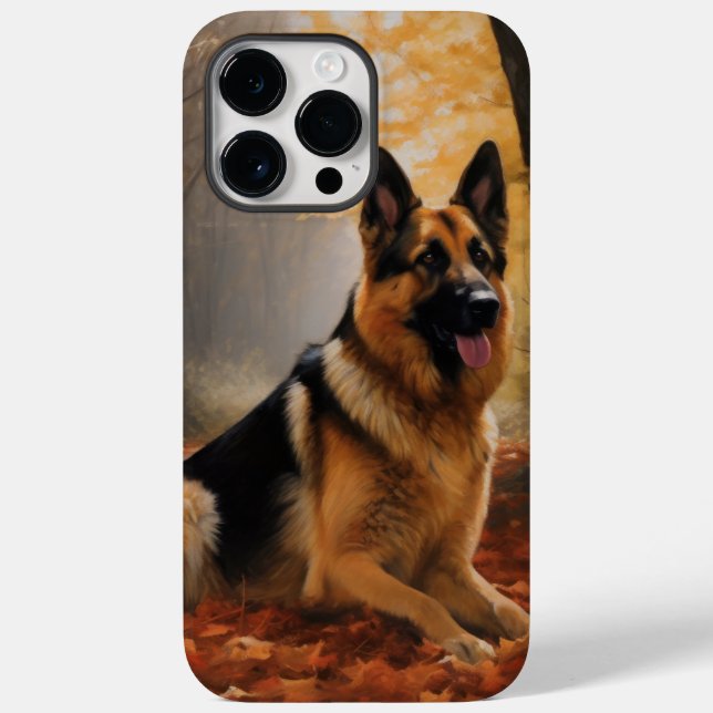 German shepherd no outono Folhas caem inspiração (Verso)