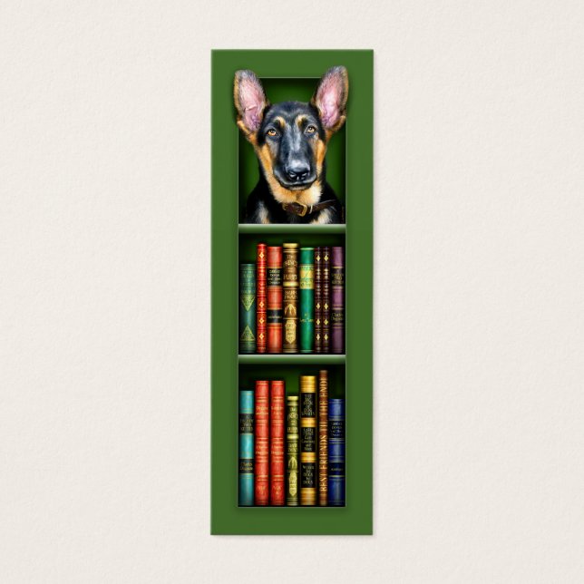 German shepherd Puppy Green Bookmark (Frente)
