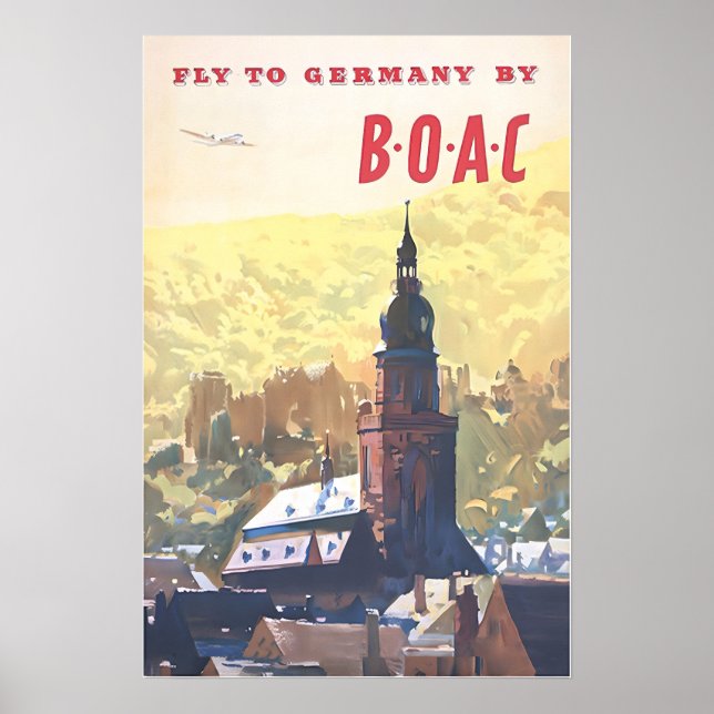 Germany Art Print German Decor BOAC Travel Poster (Frente)