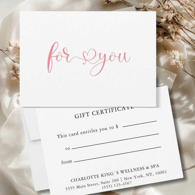GESCHÄFTSGESCHENKZERTIFIKAT | for you (BUSINESS GIFT CERTIFICATE | for you, white.)
