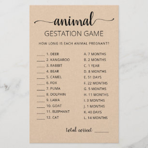 Gestação Animal com o Jogo do Chá de fraldas de