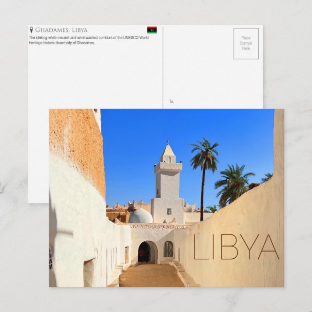Ghadames, cartão postal de viagem da Líbia (Frente/Verso)
