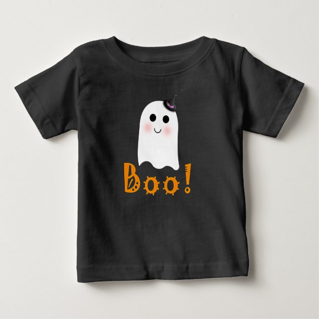 Ghost Boo Feliz Camisa de Bebê Feliz Halloween (Frente)