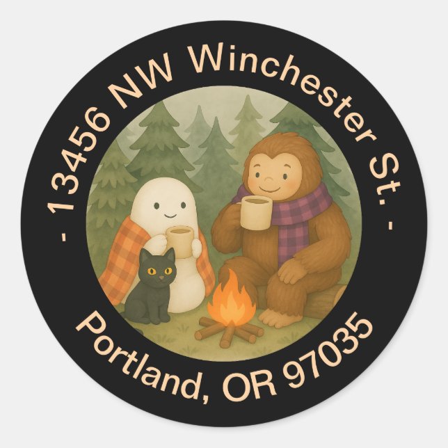 Ghost, Cat & Sasquatch - Etiqueta de Endereço de D (Frente)