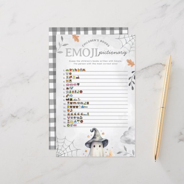 Ghost Emoji Pictionary Game do Halloween (Frente/Verso In Situ)