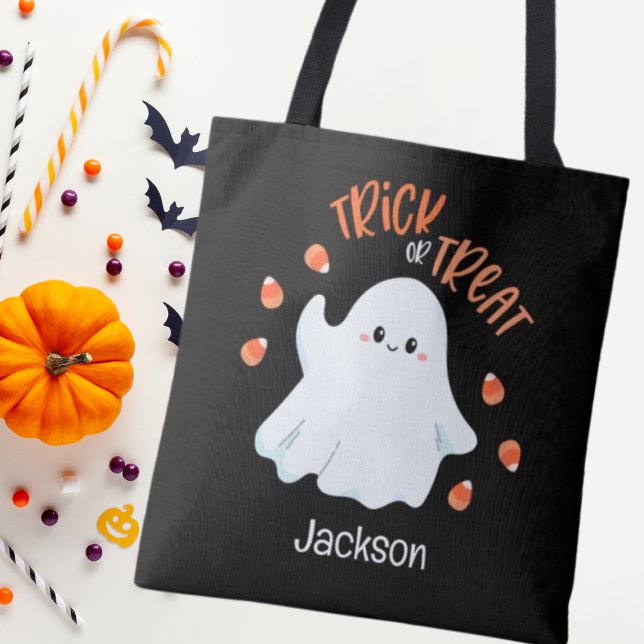 Ghost Halloween Trick amigável ou Treat Tote Bag (Criador carregado)