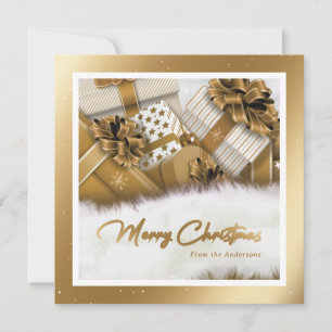 Gifes Dourados elegantes Cartões de Natal para Nev