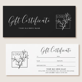 Gift Certificate Logo Script Minimalist Black