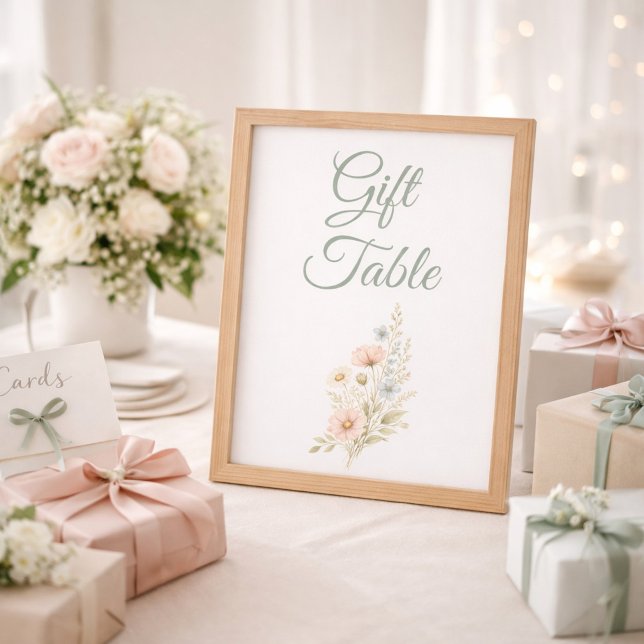 Gift Table Wildflower Bridal Shower Event Sign (Criador carregado)