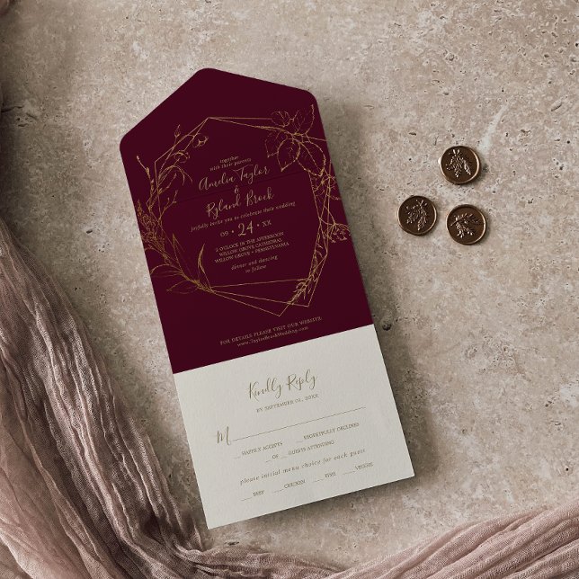 Gilded Floral | Borgonha e Dourado Casamento (Criador carregado)