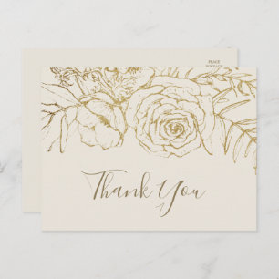 Gilded Floral Cartão postal Creme e Dourado Obri