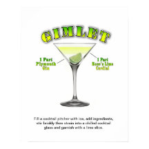 Gimlet Martini Cocktail Recebe 16"x20" Art Poster