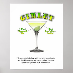 Gimlet Martini Cocktail Recebe 16"x20" Art Poster