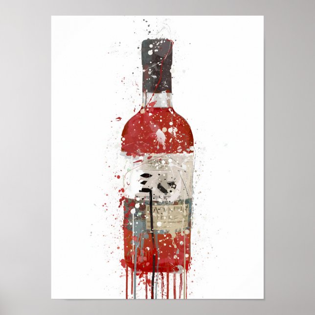 Gin Bottle Wall Art Impressão "Berry" (Frente)