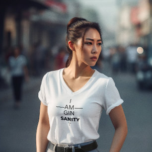 Gin Sanity Ladies V Neck T-Shirt