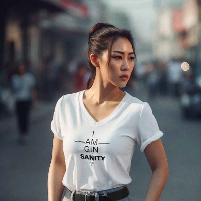 Gin Sanity Ladies V Neck T-Shirt (Criador carregado)