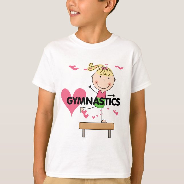 GINÁSTICA - camiseta louro do feixe de equilíbrio (Frente)