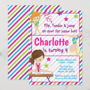 Ginástica - Convites de Aniversário para Qualquer 