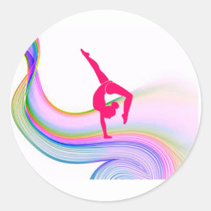 Ginástica em adesivo rosa.